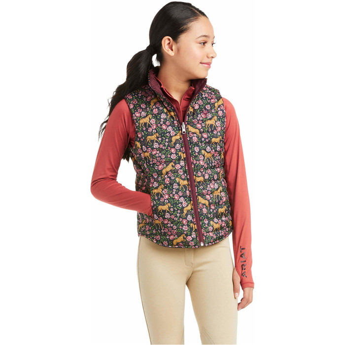 2021 Ariat Youth Emma Reversible Vest 10037631 - Navy / Floral Horse